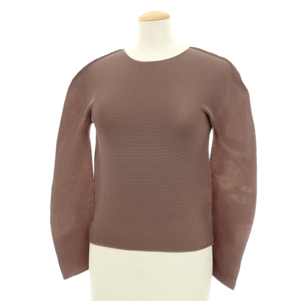 【中古】イッセイミヤケ ISSEY MIYAKE 2024年秋冬 STRETCHY WOOL 長袖 チュニック ライトベージュ【サイズ表記なし（L位）】【レディース】 ISSEY MIYAKE - 【中古】イッセイミヤケ ISSEY MIYAKE 2024年秋冬