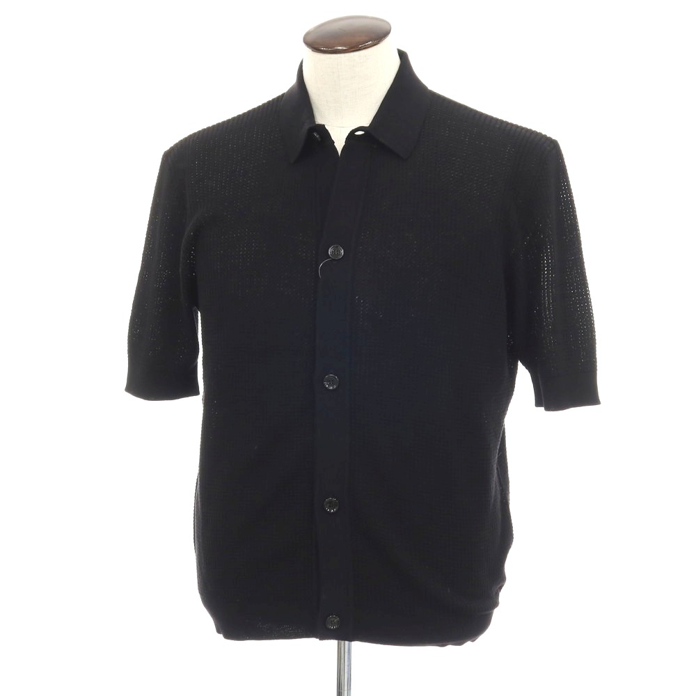 【SALE10%OFF/返品不可】【新品】ラルディーニ LARDINI 綿織物 襟付き添い人 半袖 ジレー 黒いこと【大きさL】【S/S】【物質の状態序列付けるN】【メンズ】[APD]