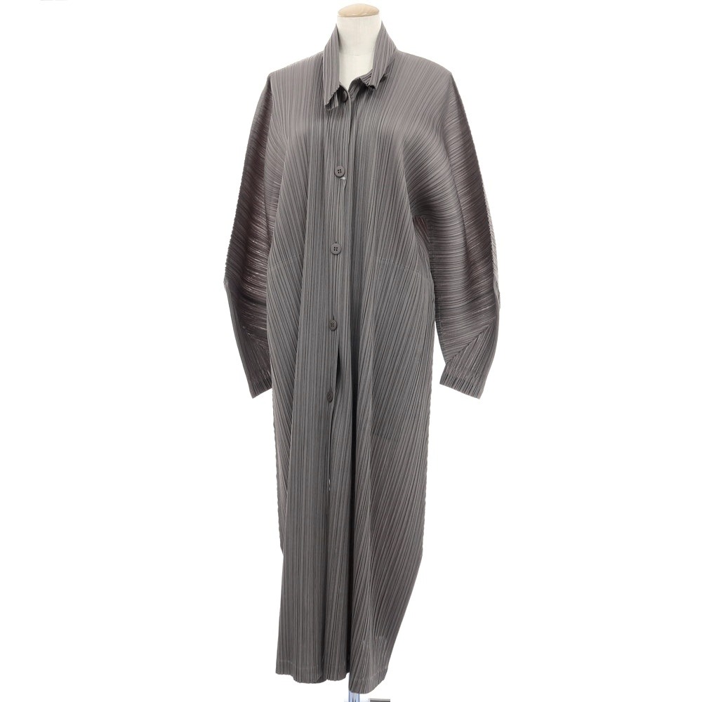 【SALE10%OFF/返品不可】【中古】筋目プリーズ PLEATS PLEASE 2026年春夏 筋目工業 ロング厚地の外套 薄墨色【大きさ書きあらわすなし（L位）】【S/S】【物質の状態位置づけるA】【レディース】[APD]