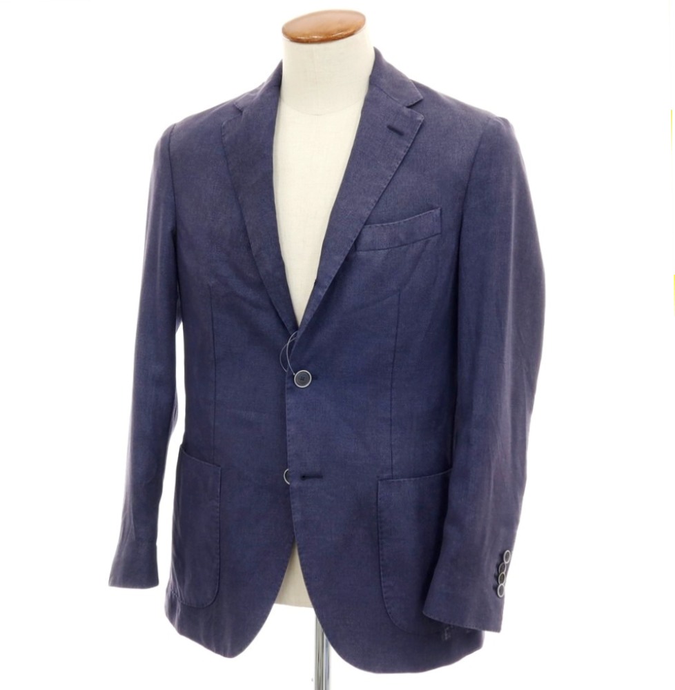 【中古】ラルディーニ LARDINI BRIAN＆BARRY別注 ウールシルクカシミヤ 3B テーラードジャケット ライトネイビー【大きさ48】【S/S】【物質の状態価値づけるC】【メンズ】[APD]