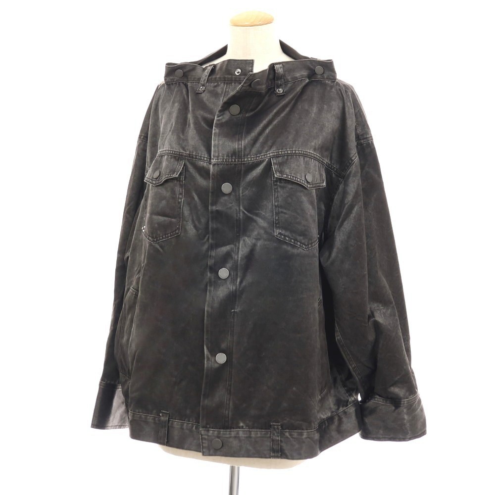 【中古】イッセイミヤケ ISSEY MIYAKE 2025年秋冬 PSEUDO JEANS アセテート系 ブルゾン チャコール【サイズ表記なし（L位）】【S/S】【状態ランクA】【レディース】