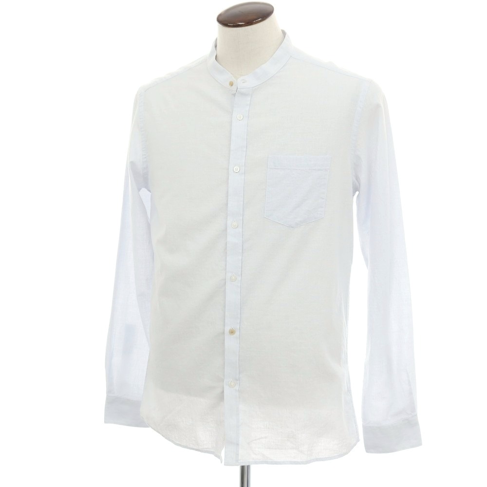 【新品】ガウディ GAUDI コットンリネン バンドカラー カジュアルシャツ アイスブルー【サイズL】【S/S】【状態ランクN】【メンズ】