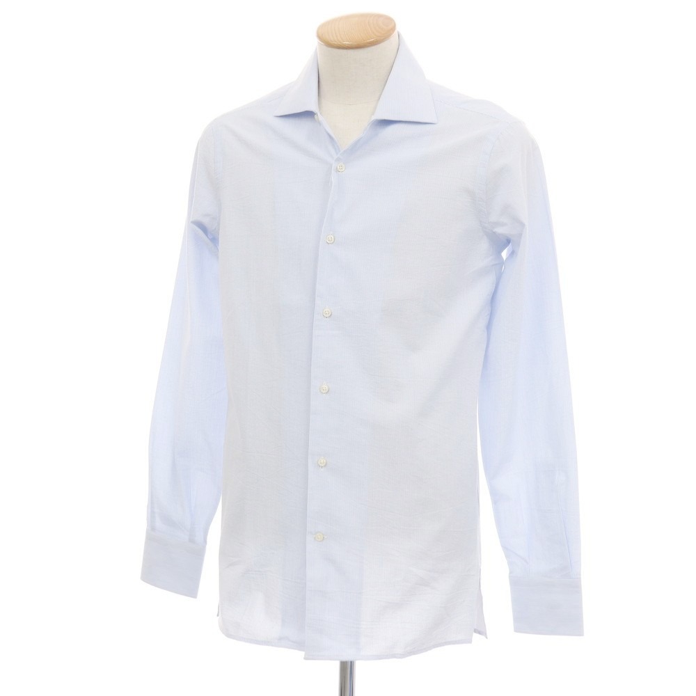 【SALE10%OFF/返品不可】【新品降車口】バグッタ Bagutta MIKE 蹴球調綿織物 縞模様 公々然たる色合い 心地好いティーシャツ 青碧x白いこと【大いさ38】【S/S】【物質の状態序列付けるN-】【メンズ】[APD]