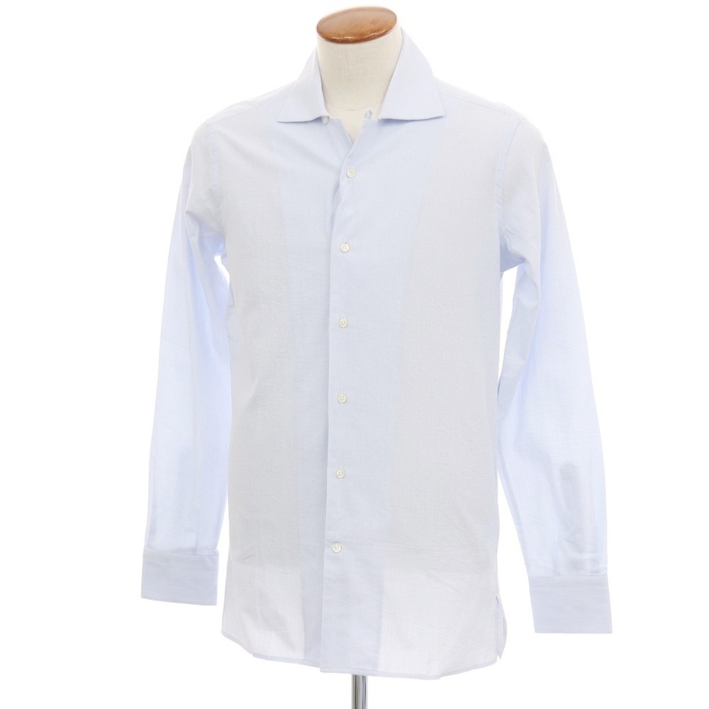 【SALE10%OFF/返品不可】【新品降車口】バグッタ Bagutta MIKE 蹴球調綿織物 縞模様 公々然たる色合い 心地好いティーシャツ 青碧x白いこと【大いさ40】【S/S】【物質の状態序列付けるN-】【メンズ】[APD]