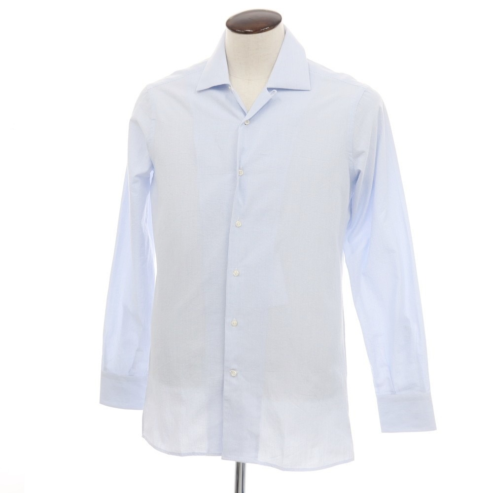 【SALE10%OFF/返品不可】【新品逃げ口】バグッタ Bagutta MIKE 蹴球調綿織物 縞模様 開けはなし色つや 心地よいプルオーバー 青碧x白いこと【大きさ42】【S/S】【物質の状態位置づけるN-】【メンズ】[APD]