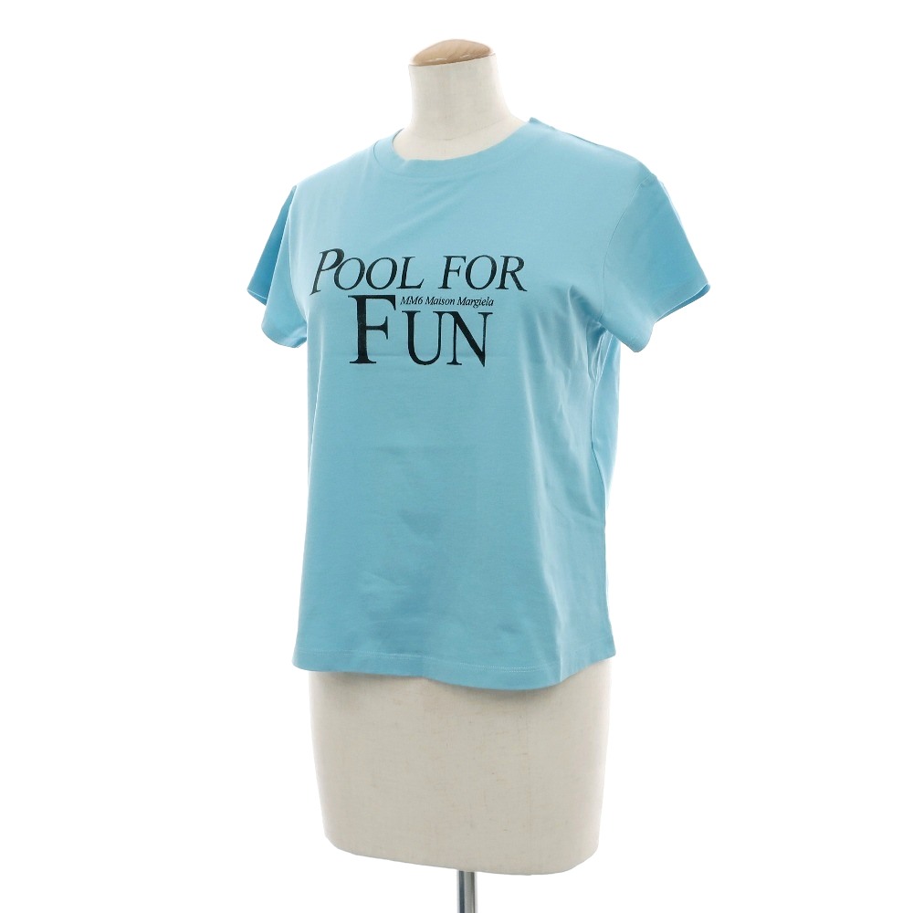 【新品】エムエムシックス MM6 綿織物 労働者の一団のど首 半袖Ｔシャツ ともし火青色【大いさM】【S/S】【物質の状態位置付けるN】【レディース】[APD] Tシャツ・カットソー-レディースファッション