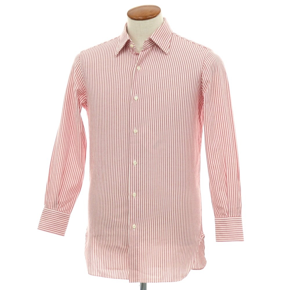 【中古】スティレ ラティーノ STILE LATINO コットン ストライプ レギュラーカラー ドレスシャツ レッドxホワイト【サイズ39】【S/S/A/W】【状態ランクC】【メンズ】