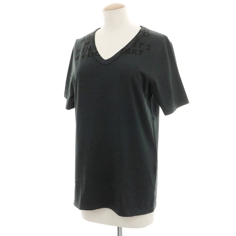 【SALE10%OFF/返品不可】【新品】エムエムシックス MM6 コットン SIDA エイズモチーフ Vネック 半袖Ｔシャツ チャコールグレー系【サイズS】【S/S】【状態ランクN】【レディース】[BPD]｜リタリオリブロ
