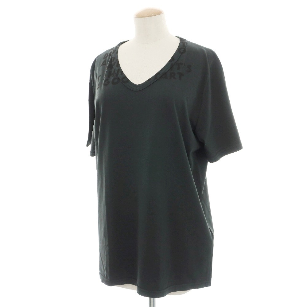 【新品】エムエムシックス MM6 コットン SIDA エイズモチーフ Vネック 半袖Ｔシャツ チャコールグレー系【サイズXL】【S/S】【状態ランクN】【レディース】 17,501円