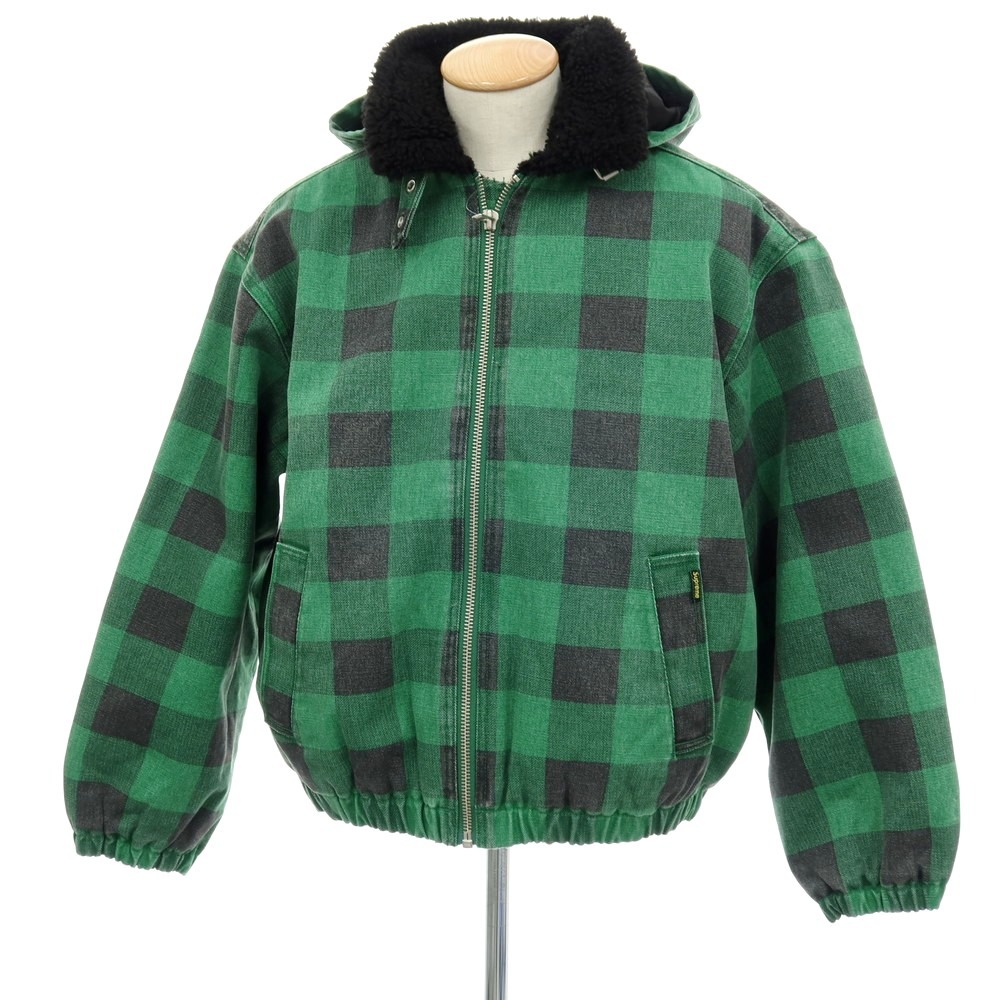 【中古】シュプリーム Supreme 2025年秋冬 Faux Shearling Lined Bomber Jacket 読み合わせる 中綿入り口・入口 ボンバージャケット 緑であることx黒いこと【大きさM】【A/W】【物質の状態価値づけるB】【メンズ】