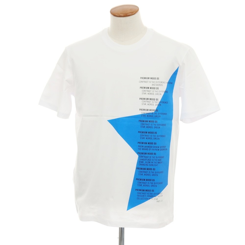 【新品】ピーエムディーエス PMDS 綿織物 労働者の一団のど首 半袖Ｔシャツ 白いことx青色【大いさM】【S/S】【物質の状態位置付けるN】【メンズ】[APD] Tシャツ・カットソー-トップス