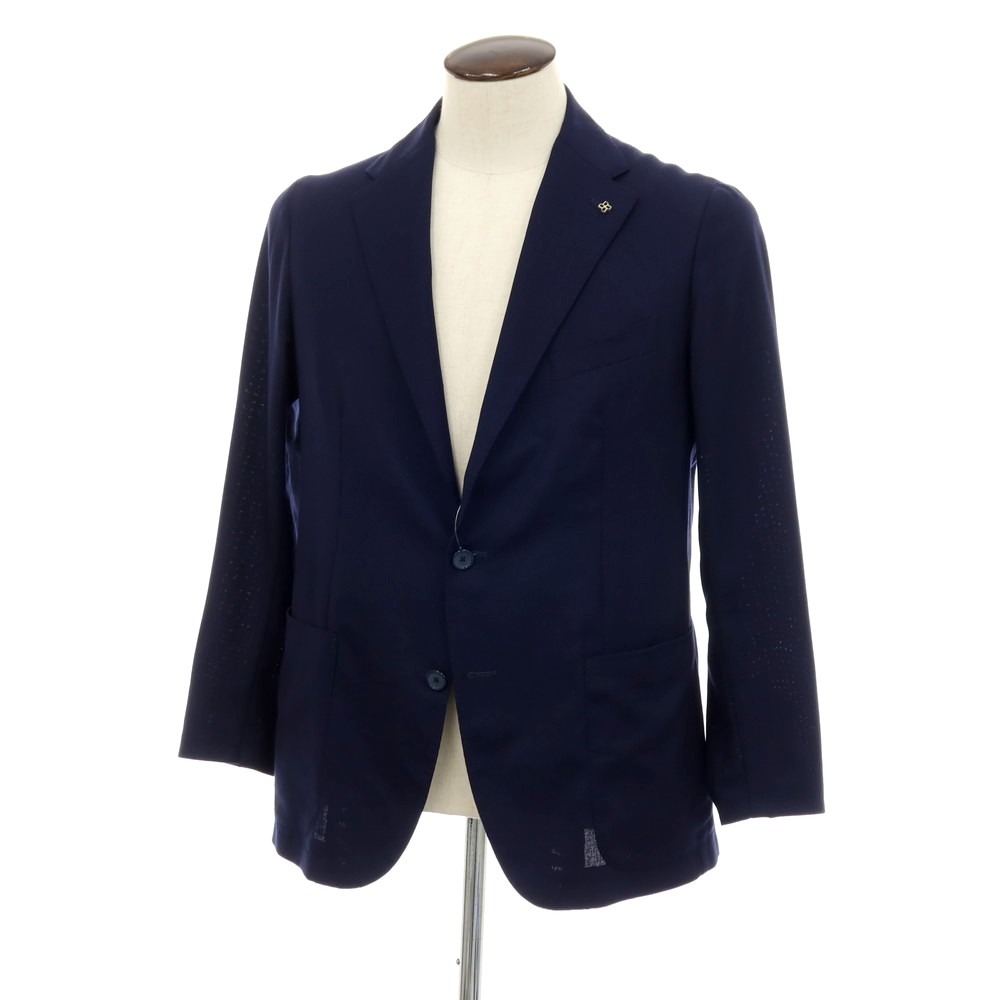 【中古】タリアトーレ TAGLIATORE ウール テーラードジャケット ネイビー【サイズ52】【S/S】【状態ランクB】【メンズ】
