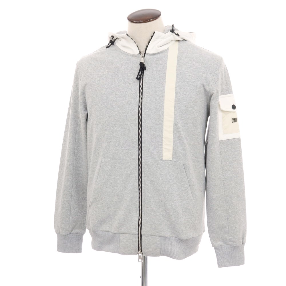 【新品】ピーエムディーエス PMDS コットンポリウレタン ダブルジップ パーカー グレーxホワイト【サイズL】【S/S/A/W】【状態ランクN】【メンズ】
