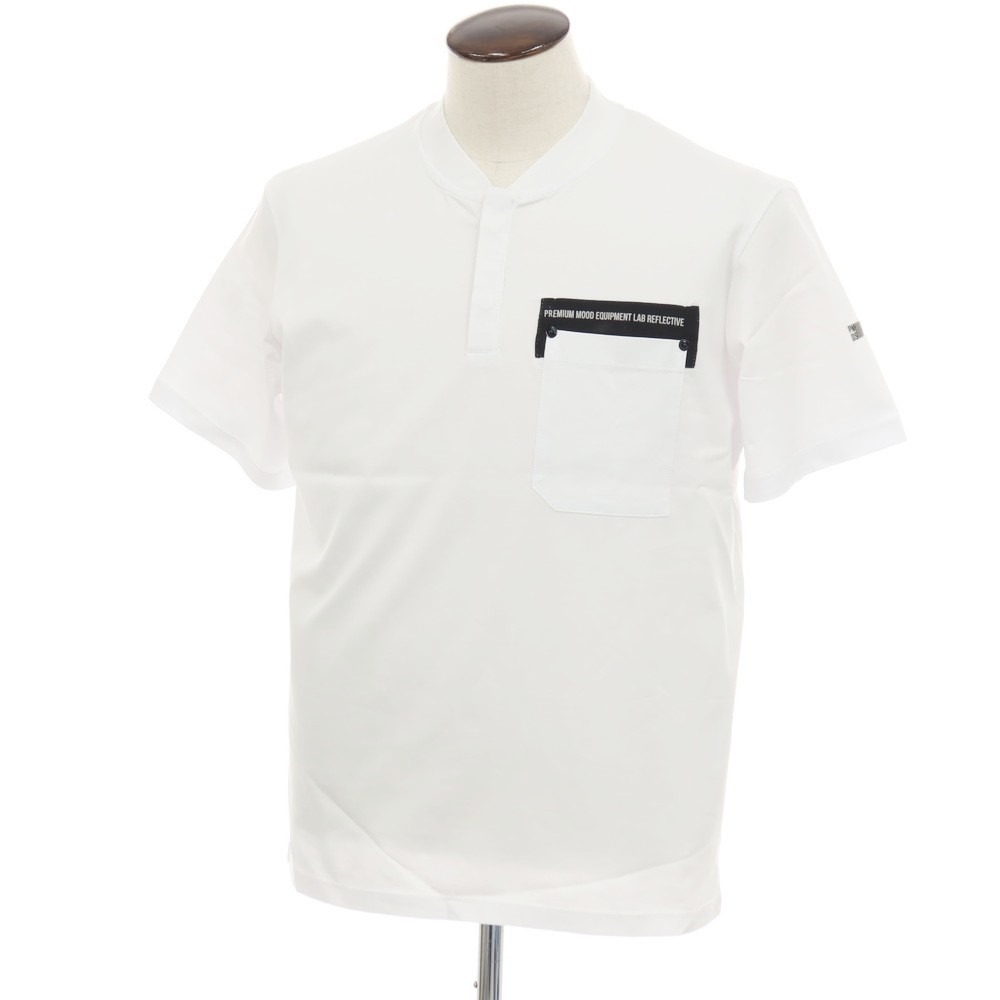 【新品】ピーエムディーエス PMDS コットン 比翼仕立て ヘンリーネック ポケット 半袖Tシャツ ホワイト【サイズL】【S/S】【状態ランクN】【メンズ】
