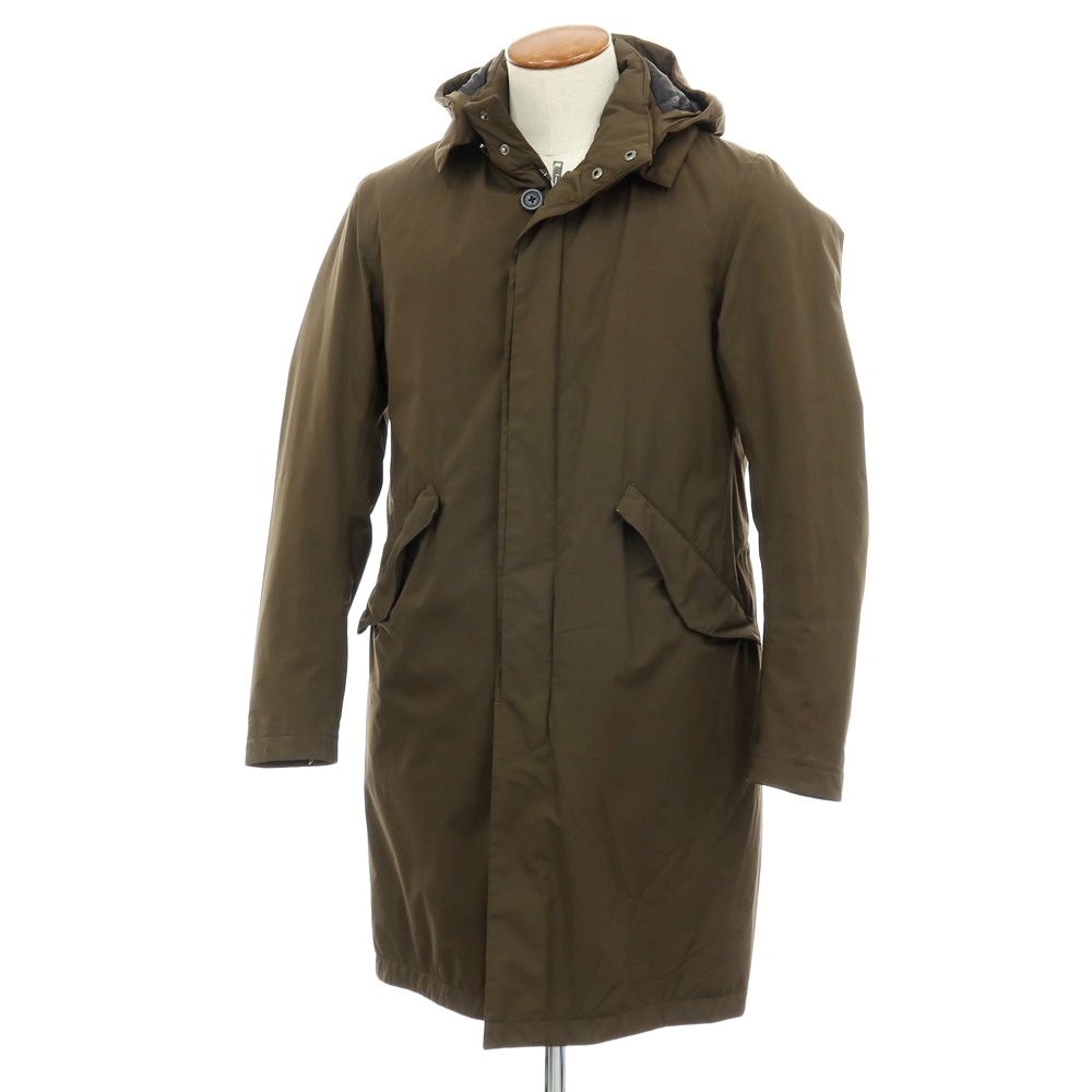 【中古】地獄ノ Herno Laminar GORE-TEX 照明ランプ色合い 落ちこむ厚地の外套 うす暗いオリーブ【大きさ46】【A/W】【物質の状態価値づけるC】【メンズ】