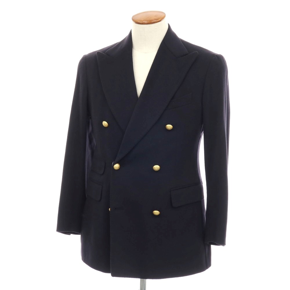 【中古】タリアトーレ TAGLIATORE Brilla per il gusto別注 キャメル ダブル6B テーラードジャケット ネイビー【サイズ46】【A/W】【状態ランクC】【メンズ】