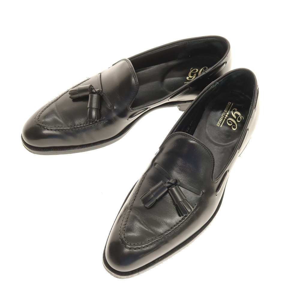 【SALE10%OFF/返品不可】【中古】ジョージ クレバリー GEORGE CLEVERLEY タッセルローファー 黒いこと【大いさ7 1/2E】【S/S/A/W】【物質の状態序列付けるB】【メンズ】