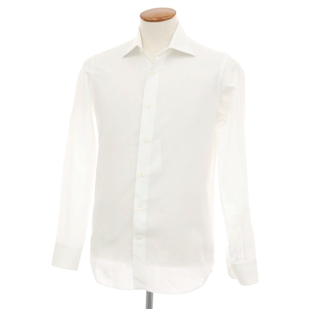 【中古】マリアサンタンジェロ Maria Santangelo コットンリネン セミワイドカラー ドレスシャツ ホワイト【サイズ40】【S/S】【状態ランクB】【メンズ】