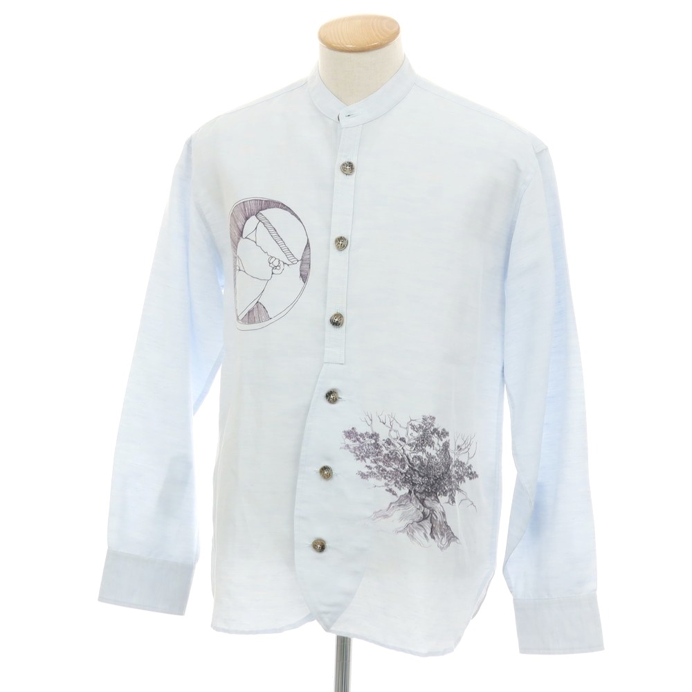 【中古】ラブラム ロンドン LABRUM LONDON コットン バンドカラー カジュアルシャツ ライトブルー【サイズ表記なし（S位）】【S/S/A/W】【状態ランクA】【メンズ】