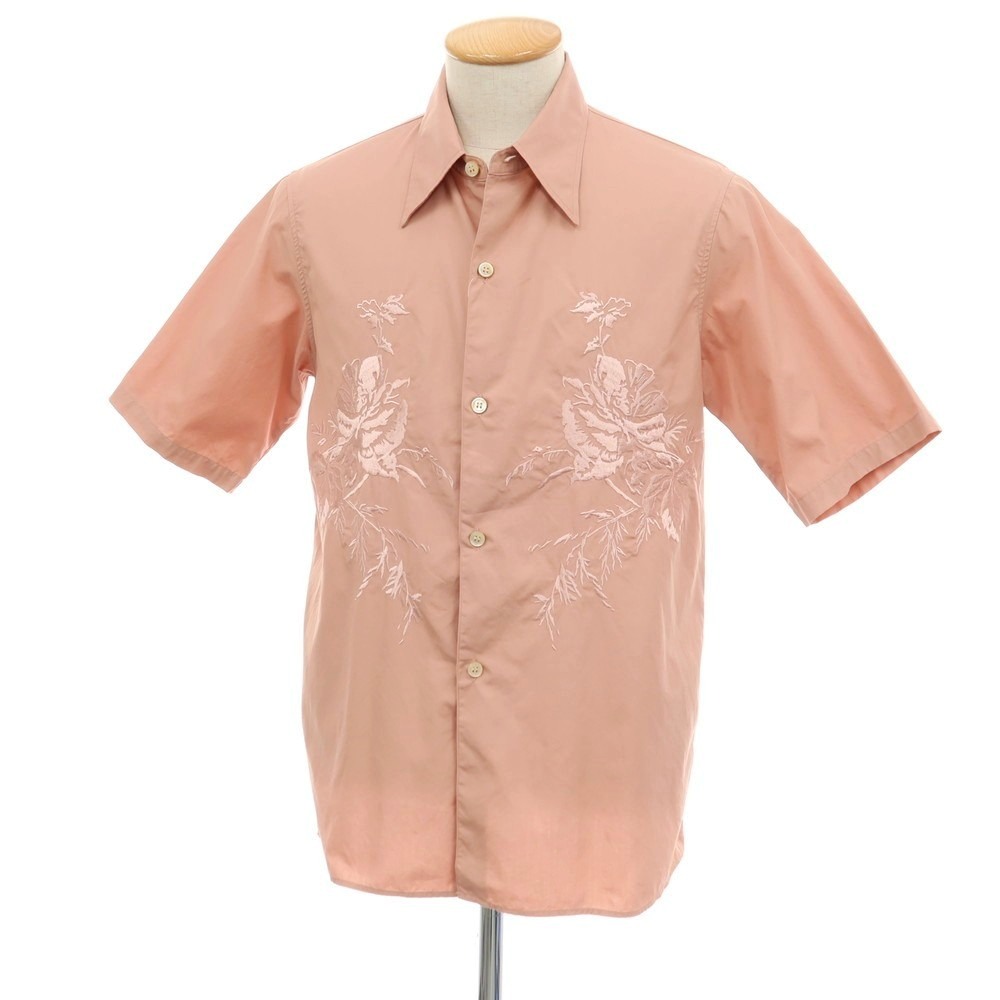 【中古】ベッドフォード BED J.W. FORD コットン 刺しゅう レギュラーカラー 半袖シャツ ピンク【サイズ1】【S/S】【状態ランクB】【メンズ】