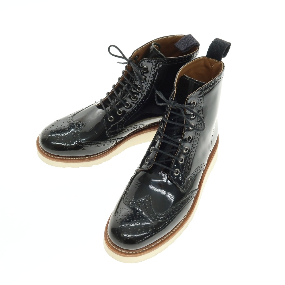 【中古】グレンソン GRENSON パテント レザー ブーツ ブラック【サイズ6】【S/S/A/W】【状態ランクB】【メンズ】