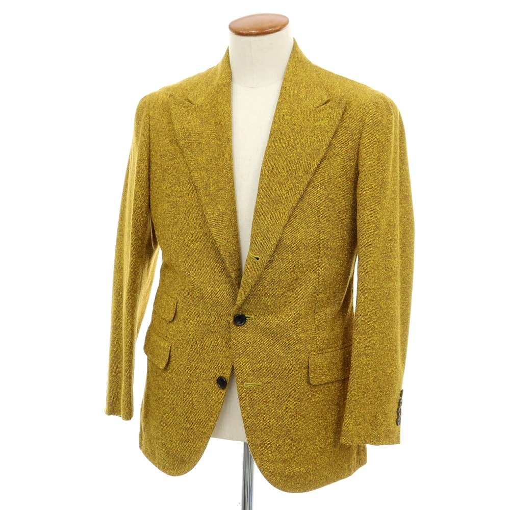 【中古】サルヴァトーレピッコロ Salvatore Piccolo 地絹綿織物 3B テーラードジャケット 黄色【大きさ48】【S/S】【物質の状態位置づけるA】【メンズ】