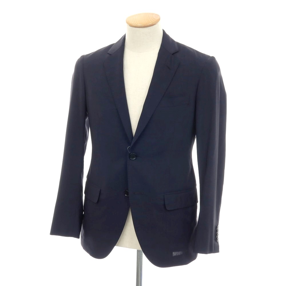 【中古】トゥモローランド TOMORROWLAND PILGRIM ウールシルク 2B テーラードジャケット ネイビー【サイズ42】【S/S】【状態ランクC】【メンズ】