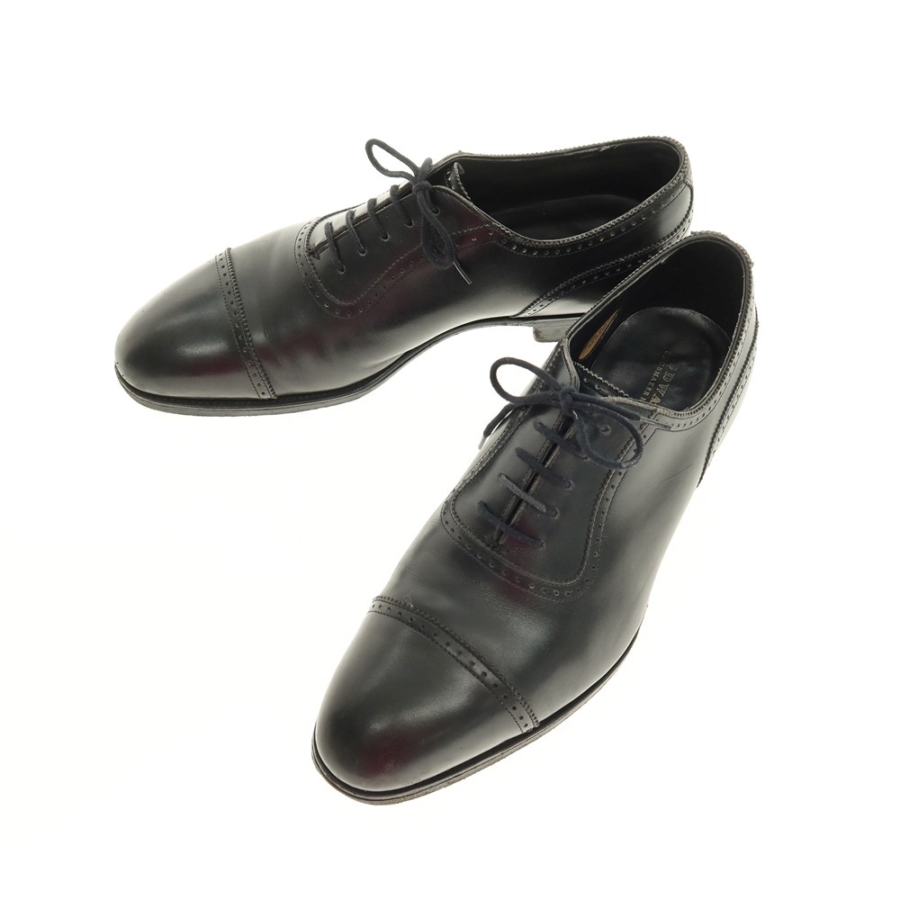 【中古】エドワードグリーン EDWARD GREEN LICHFIELD カーフ レザー パンチドキャップ ブラック【サイズ7E】【S/S/A/W】【状態ランクC】【メンズ】