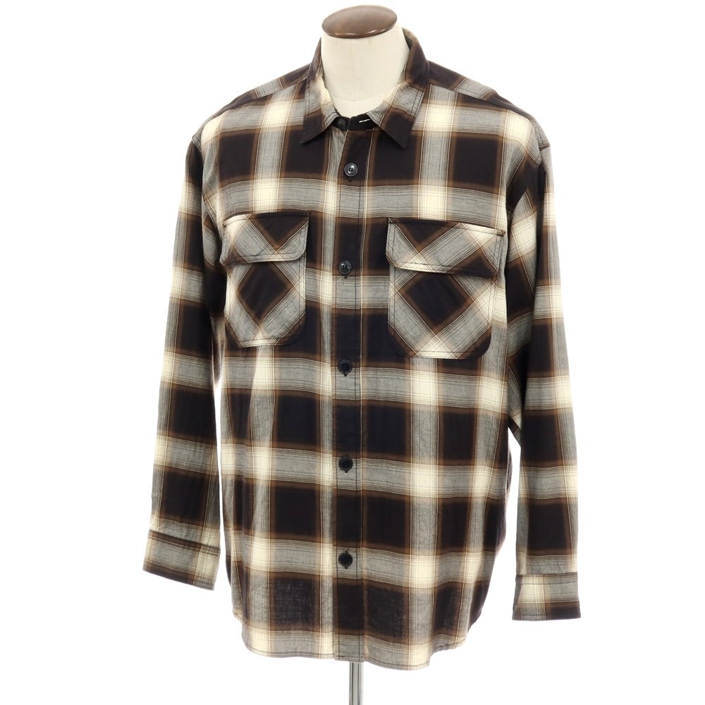 【中古】ソフネット SOPHNET. コットン チェック カジュアルシャツ ブラウンxブラック【サイズXL】【S/S/A/W】【状態ランクB】【メンズ】