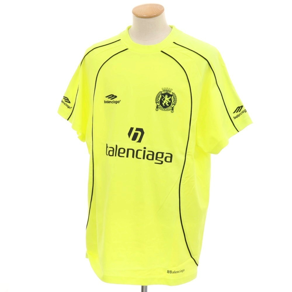 【中古】バレンシアガ BALENCIAGA 綿織物 労働者の一団素っ首 半袖Ｔシャツ ネオン黄色【大きさ1】【S/S】【物質の状態序列付けるA】【メンズ】
