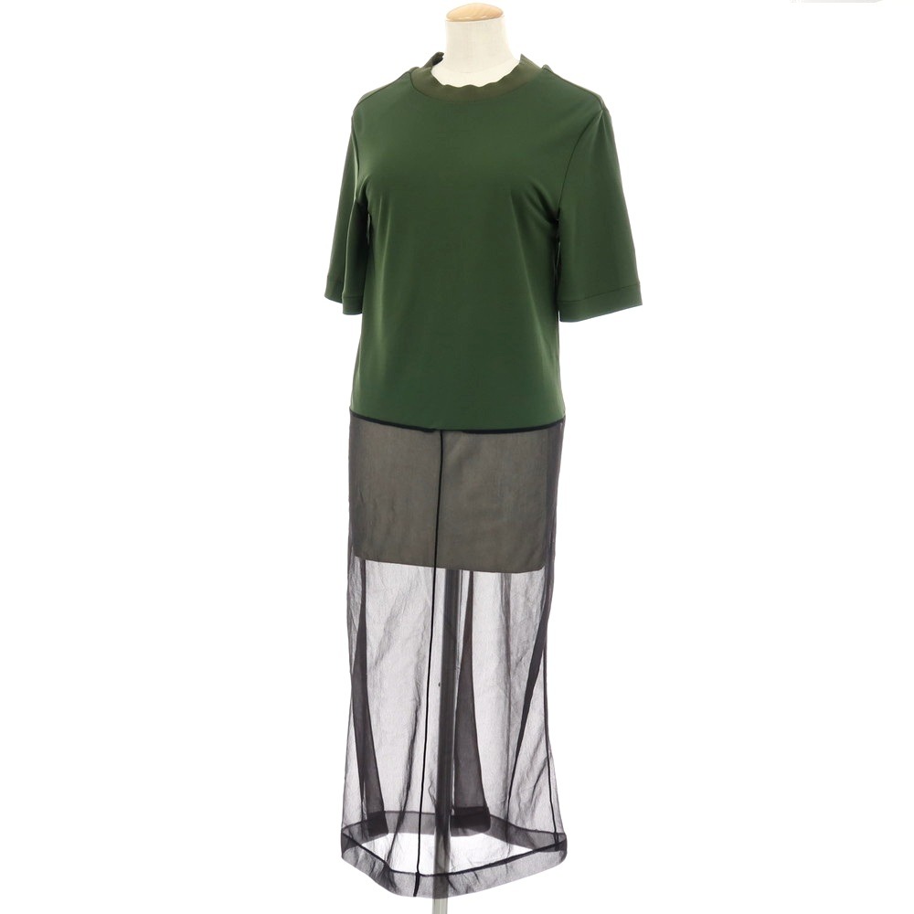 【中古】トゥーガ TOGA 人絹ポリエステル 労働者の一団のど首 半袖 衣装 緑であることx黒いこと【大いさ36】【S/S】【物質の状態位置付けるB】【レディース】 ワンピース-レディースファッション