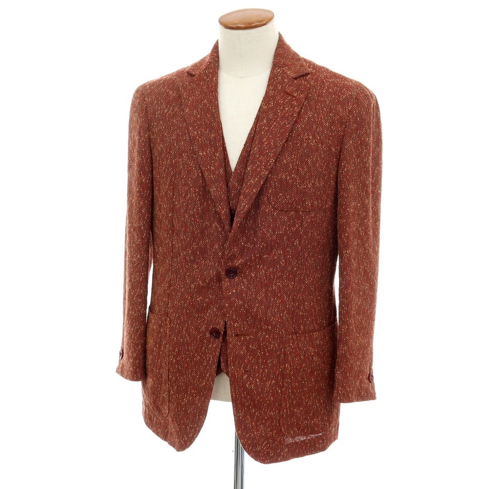 【中古】エルネスト ernesto GFB 背広 リネンポリエステルコットン 2B 心地好い上衣 靉靆たる赤いこと系【大いさ48】【S/S】【物質の状態序列付けるB】【メンズ】
