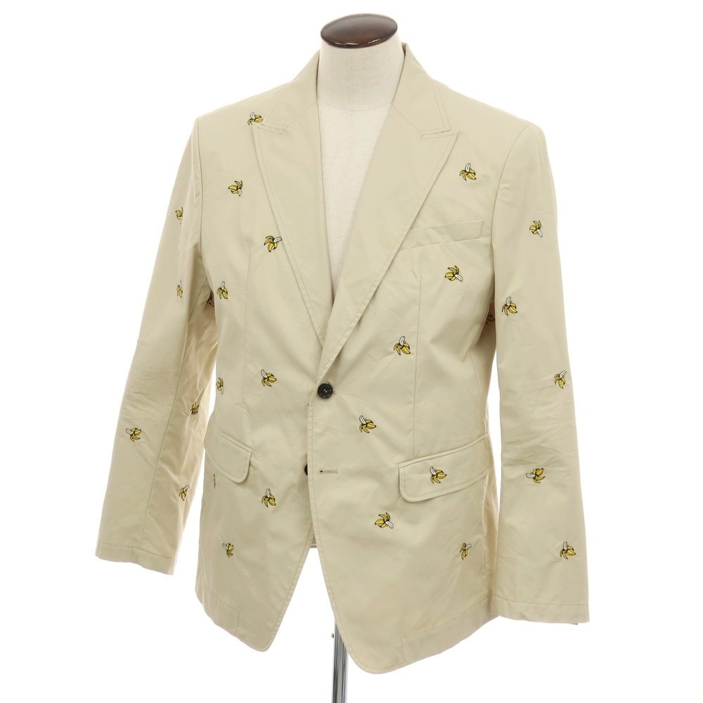 【新品】ディースクエアード DSQUARED2 Fruit Embroidery London コットン バナナ 2B カジュアルジャケット ベージュxイエロー【サイズ56】【S/S】【状態ランクN】【メンズ】