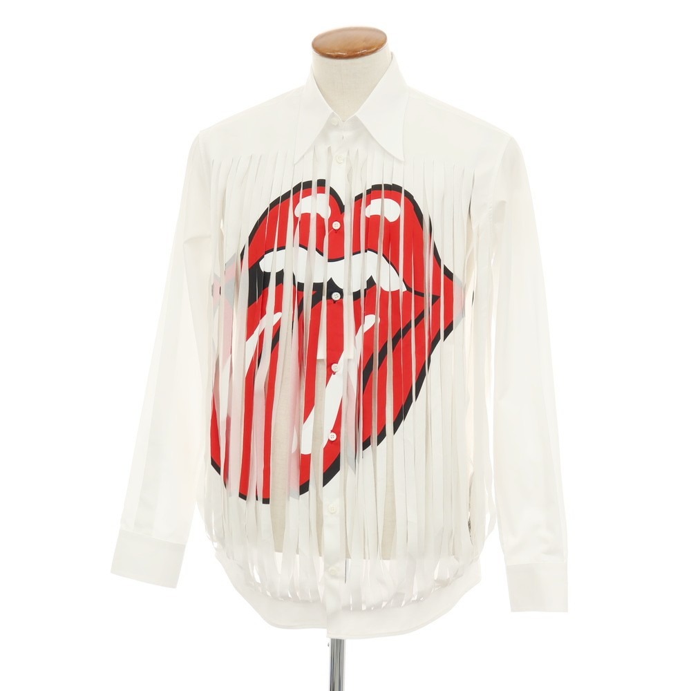 【SALE30%OFF/返品不可】【新品】ディースクエアード DSQUARED2 &times; THE ROLLING STONES コットン ロングポイントカラー カジュアルシャツ ホワイト【サイズ48】【S/S】【状態ランクN】【メンズ】[APD]｜リタリオリブロ