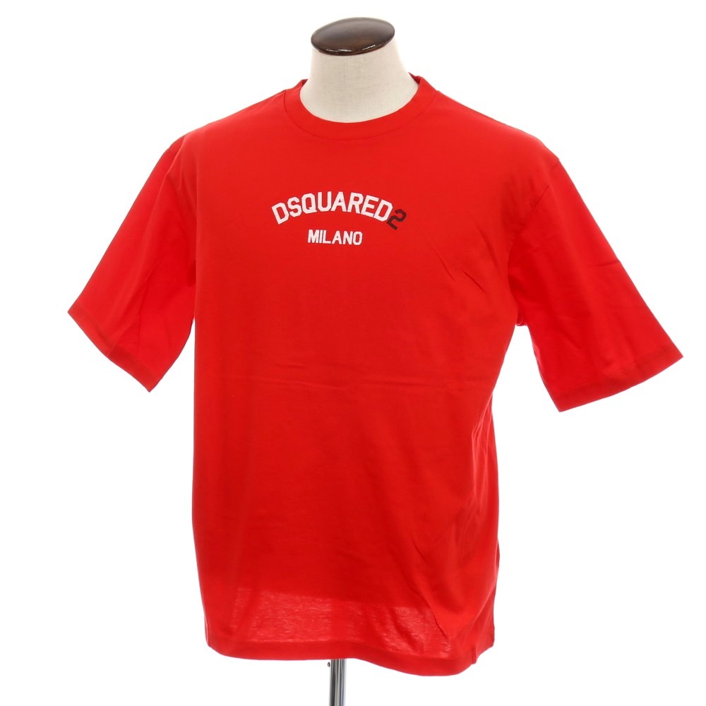 【新品】ディースクエアード DSQUARED2 綿織物 労働者の一団のど首 半袖Ｔシャツ 赤いこと【大きさXL】【S/S】【物質の状態価値づけるN】【メンズ】