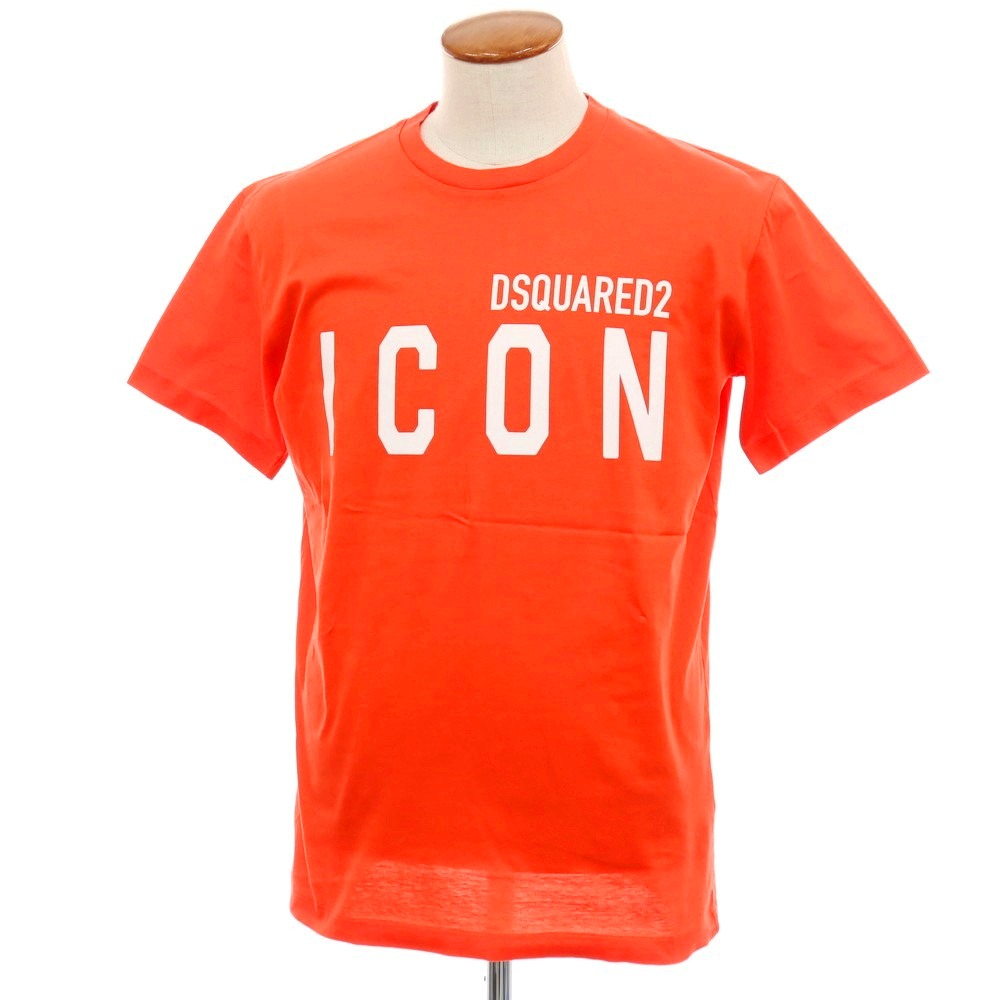 【新品】ディースクエアード DSQUARED2 綿織物 労働者の一団のど首 半袖Ｔシャツ オレンジ色【大きさM】【S/S】【物質の状態価値づけるN】【メンズ】