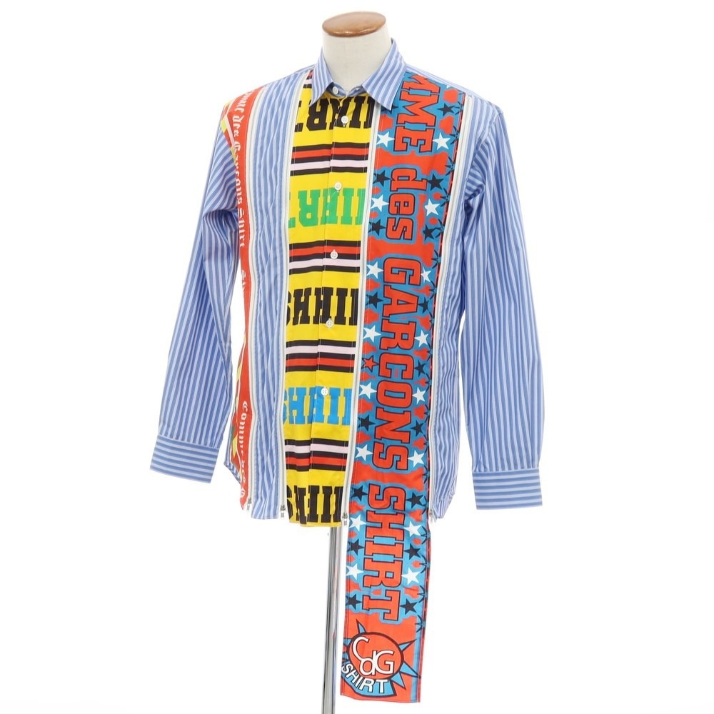 【SALE10%OFF/返品不可】【中古】コムデギャルソンシャツ COMME des GARCONS SHIRT 2025年秋冬 Zip Football Scarf Shirt ストライプ カジュアルシャツ ブルーxホワイト【サイズM】【S/S/A/W】【状態ランクA】【メンズ】[APD]｜リタリオリブロ