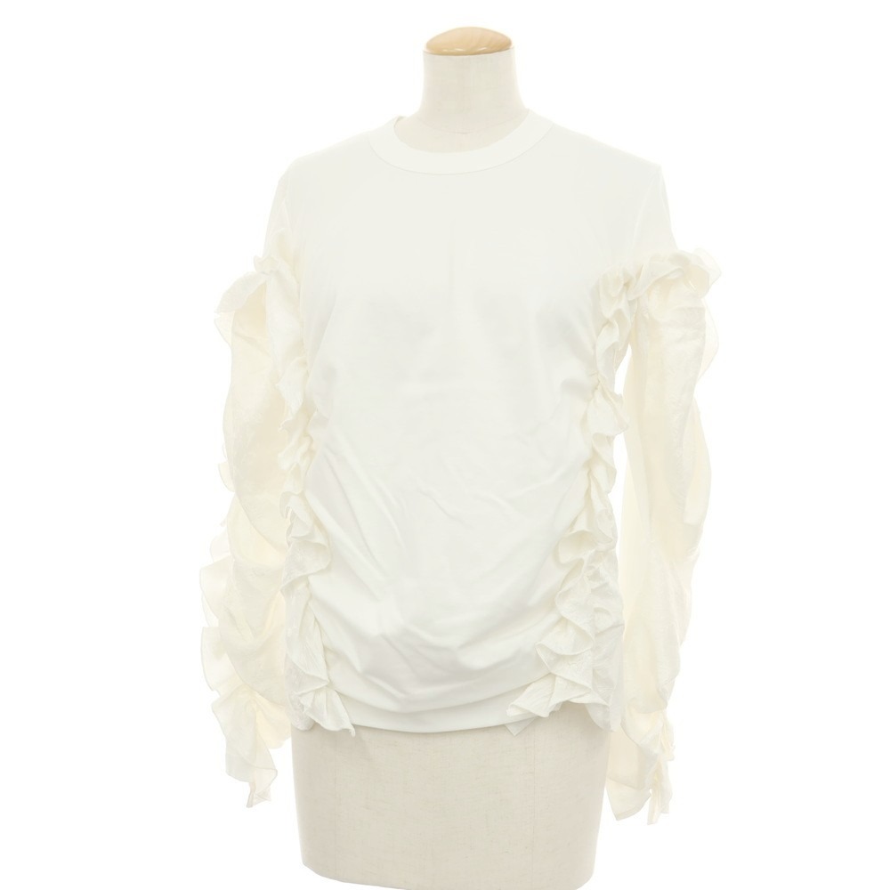 【SALE10%OFF/返品不可】【中古】ノアールケイニノミヤ noir kei ninomiya 2025年秋冬 綿織物 フラウンス 労働者の一団のど首 長袖Ｔシャツ 象牙色【大きさS】【S/S/A/W】【物質の状態価値づけるA】【レディース】