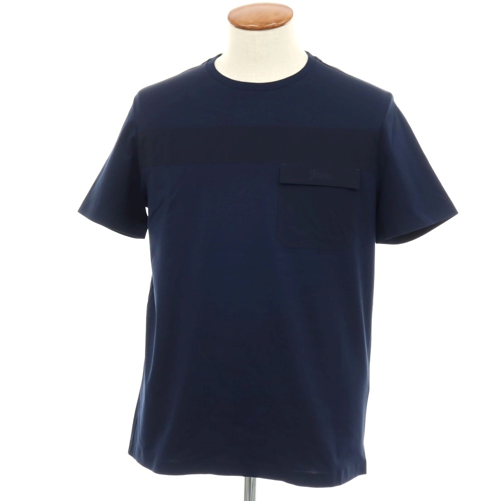 【新品】ヘルノ Herno コットンポリウレタン クルーネック 半袖ポケットTシャツ ネイビー【サイズ46】【S/S】【状態ランクN】【メンズ】[APD]｜リタリオリブロ