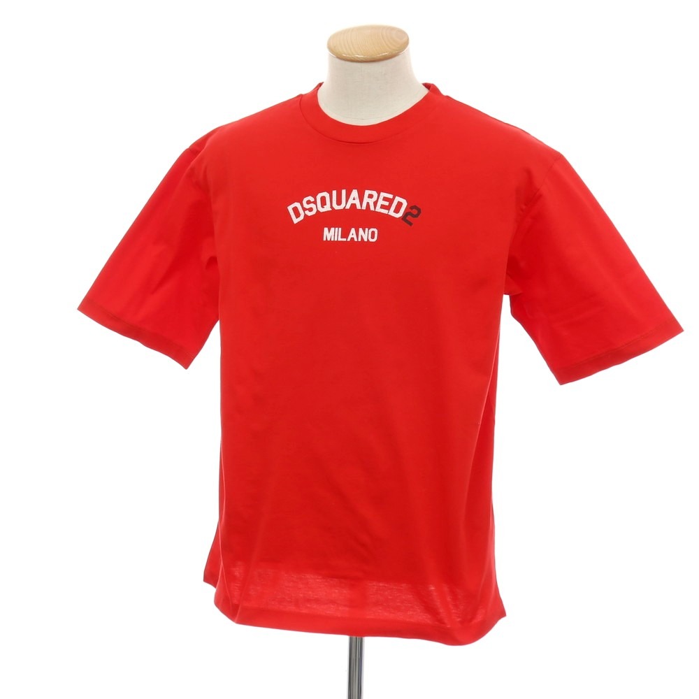 【SALE10%OFF/返品不可】【新品】ディースクエアード DSQUARED2 綿織物 労働者の一団のど首 半袖Ｔシャツ 赤いこと【大きさS】【S/S】【物質の状態位置づけるN】【メンズ】