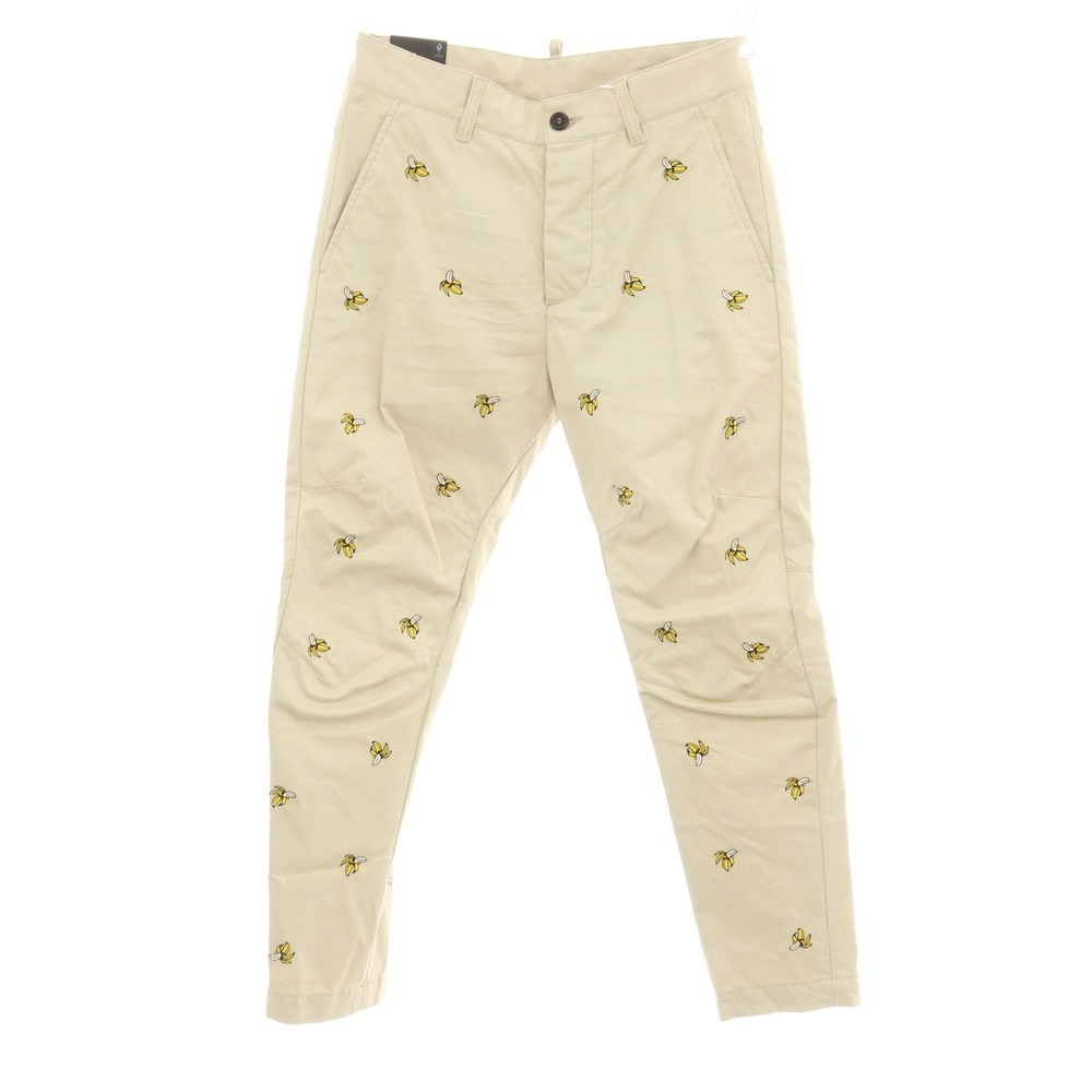 【SALE30%OFF/返品不可】【新品】ディースクエアード DSQUARED2 Fruit Embroidery SEXY CHINO PANT コットン バナナ チノパンツ ベージュ【サイズ44】【S/S】【状態ランクN】【メンズ】[APD]｜リタリオリブロ