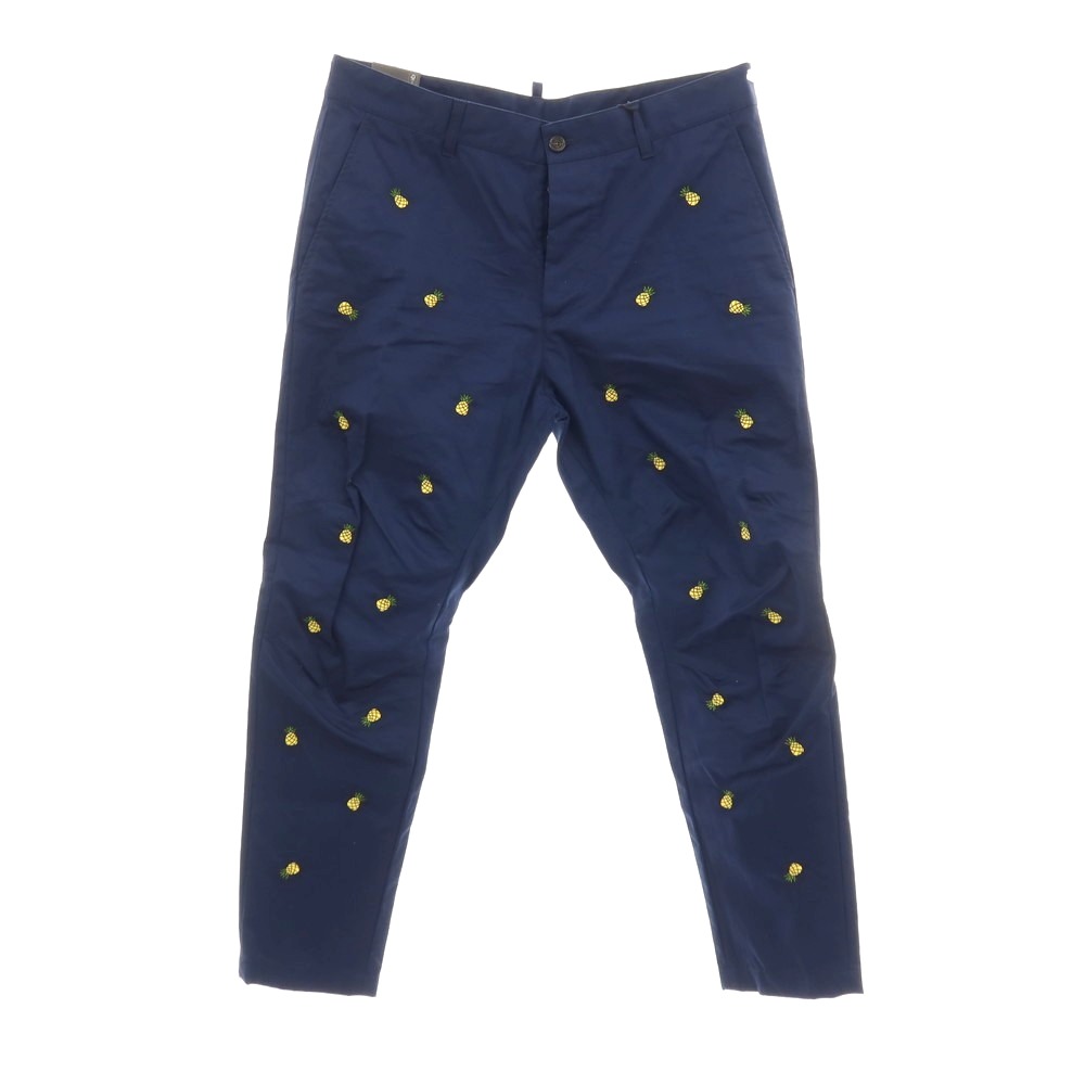 【SALE30%OFF/返品不可】【新品】ディースクエアード DSQUARED2 Fruit Embroidery SEXY CHINO PANT コットン パイナップル チノパンツ ネイビー【サイズ52】【S/S】【状態ランクN】【メンズ】[APD]｜リタリオリブロ