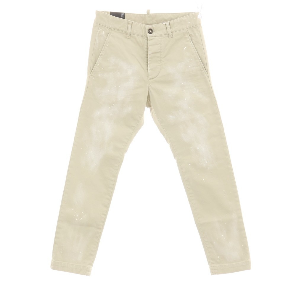 【SALE30%OFF/返品不可】【新品】ディースクエアード DSQUARED2 COOL GUY PANT ペイント加工 ストレッチ コットン チノパンツ ベージュ【サイズ42】【S/S】【状態ランクN】【メンズ】[APD]｜リタリオリブロ