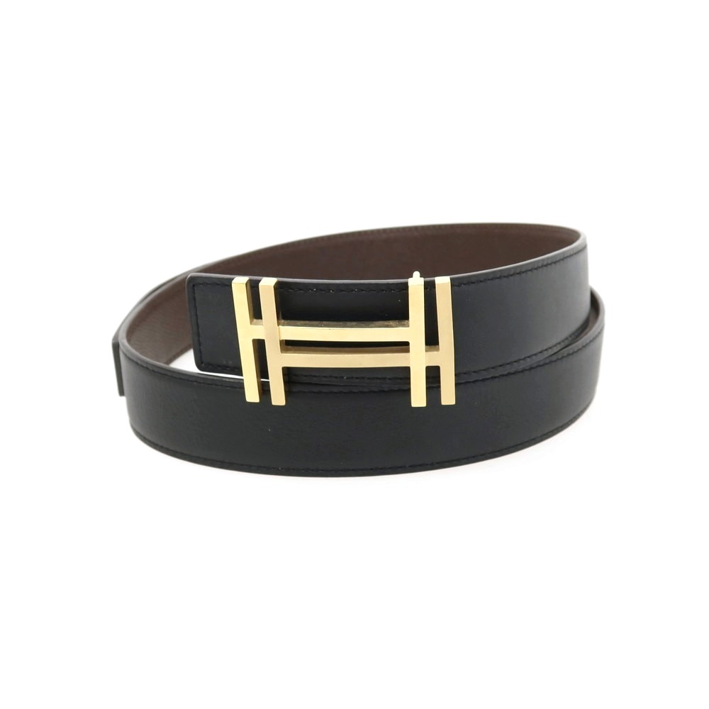 【SALE10%OFF/返品不可】【中古】エルメス HERMES H・オ・カレ T目じるし リヴァーシブル なめし革 胴締め 黒いこと【大きさ85】【S/S/A/W】【物質の状態価値づけるB】【ユニ一発やる】
