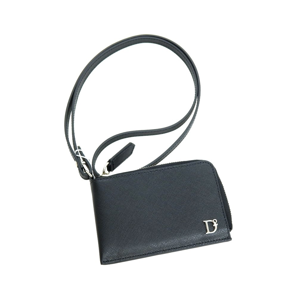 【SALE30%OFF/返品不可】【新品】ディースクエアード DSQUARED2 サフィアーノレザー Neck Wallets ネックストラップ付き財布 ブラック【S/S/A/W】【状態ランクN】【メンズ】[APD]｜リタリオリブロ