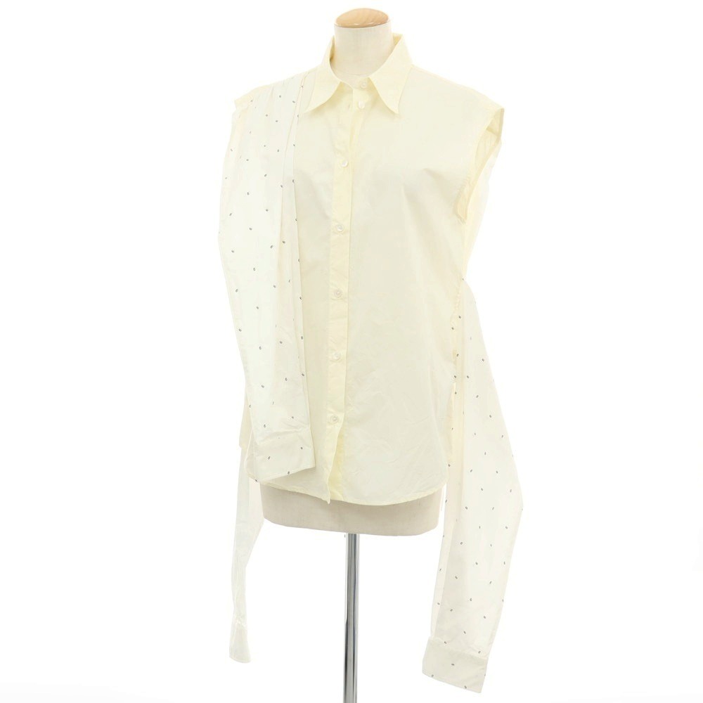 【SALE10%OFF/返品不可】【中古】エムエムシックス MM6 綿織物 捩り青写真 レギュラー色合い ノースリーブプルオーバー 象牙色【大きさ40】【S/S】【物質の状態価値づけるB】【レディース】