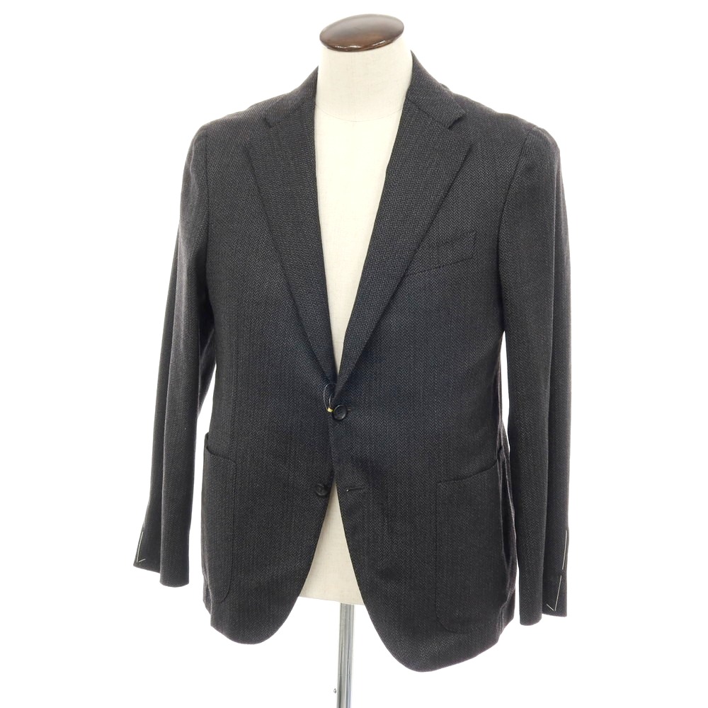 【新品】カナーリ CANALI 伸ばすこと 羊毛ナイロン 杉綾模様調 2B テーラードジャケット 薄墨色x黒いこと【大きさ50】【S/S】【物質の状態価値づけるN】【メンズ】