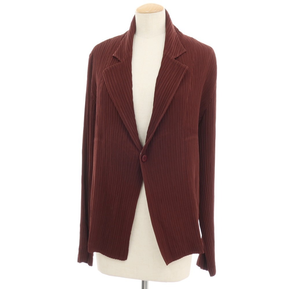 【中古】イッセイミヤケ ISSEY MIYAKE 2025年秋冬 ポリエステル系 筋目 1B 心地好い上衣 赤銅色【大きさ書きあらわすなし（L位）】【S/S】【物質の状態序列付けるA】【レディース】
