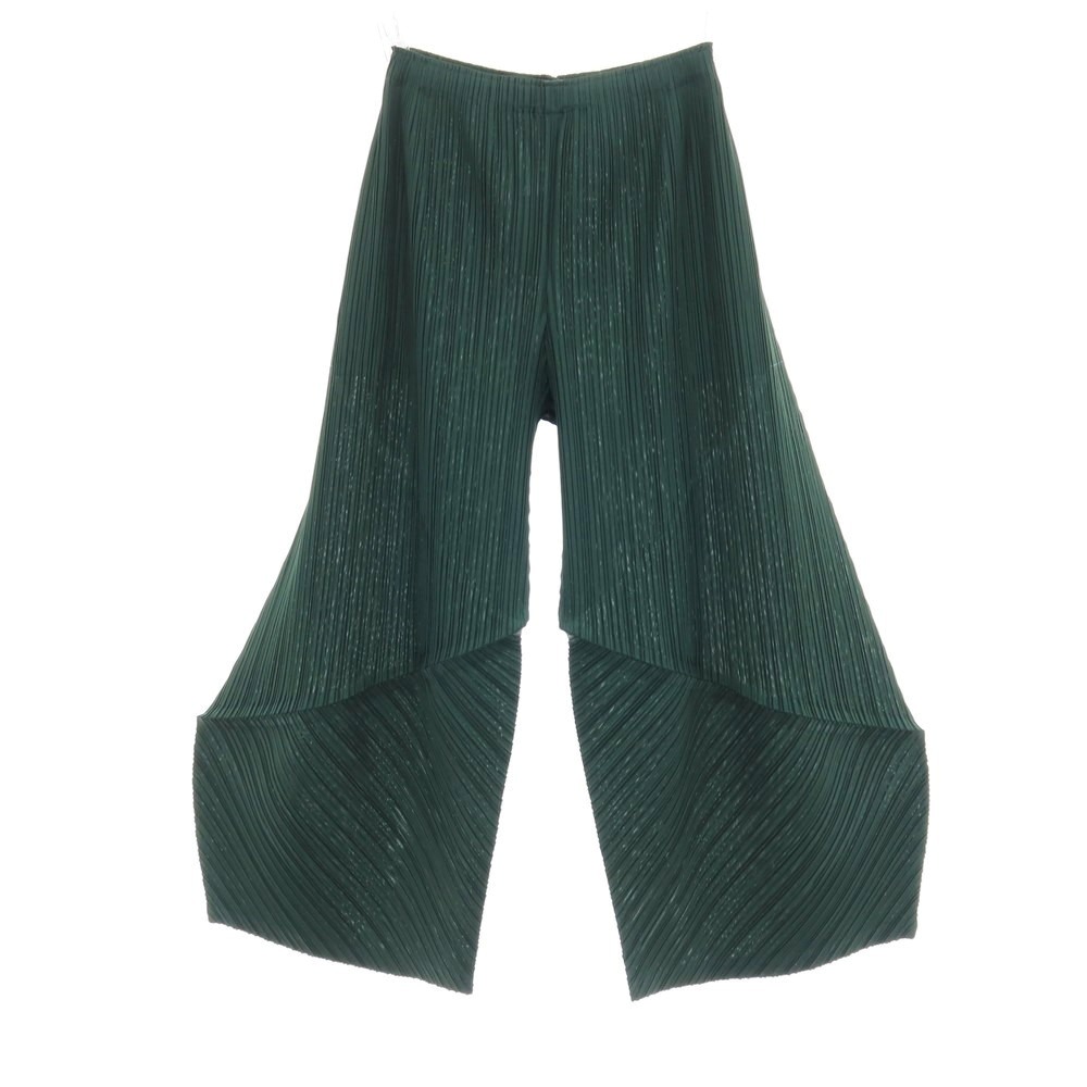 【SALE10%OFF/返品不可】【中古】プリーツプリーズ PLEATS PLEASE 2026年春夏 ポリエステル系 プリーツ イージーパンツ ダークグリーン【サイズ表記なし（L位）】【S/S】【状態ランクA】【レディース】[APD]｜リタリオリブロ