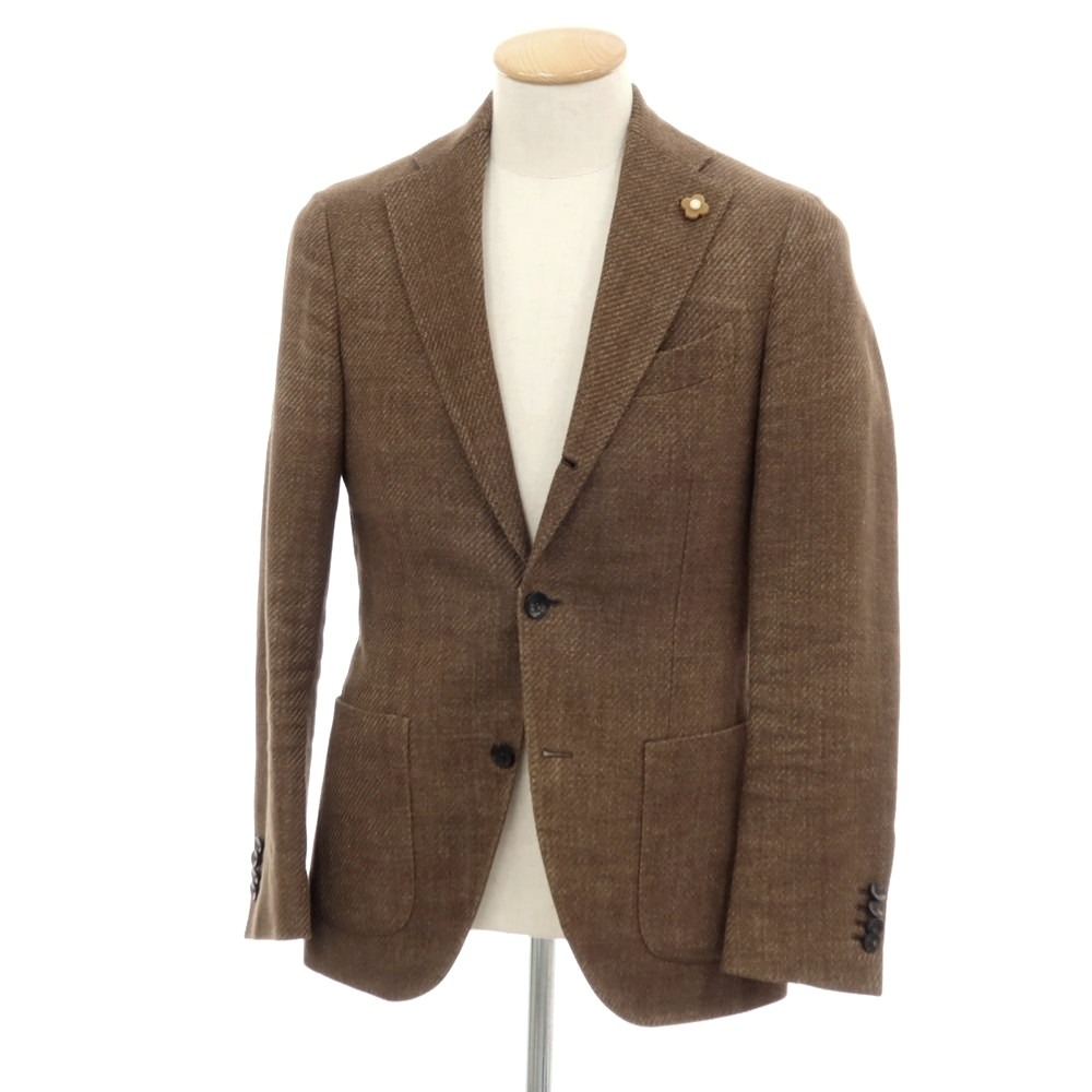 【中古】ラルディーニ LARDINI リネン綿織物 3B テーラードジャケット 赤銅色【大きさ42】【S/S】【物質の状態価値づけるC】【メンズ】